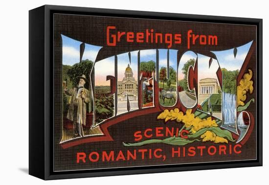 Greetings from Kentucky, Scenic, Romantic, Historic-null-Framed Premier Image Canvas