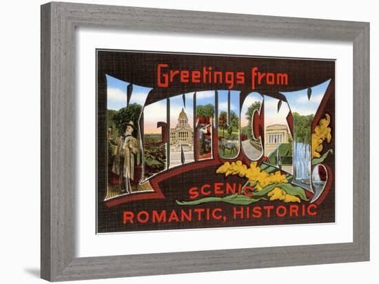 Greetings from Kentucky, Scenic, Romantic, Historic-null-Framed Giclee Print