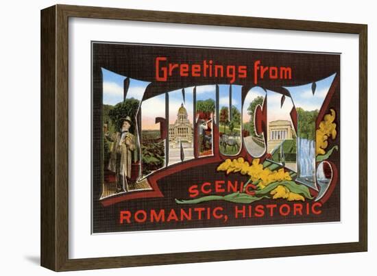 Greetings from Kentucky, Scenic, Romantic, Historic-null-Framed Giclee Print