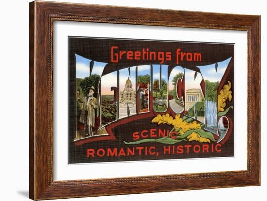 Greetings from Kentucky, Scenic, Romantic, Historic-null-Framed Giclee Print