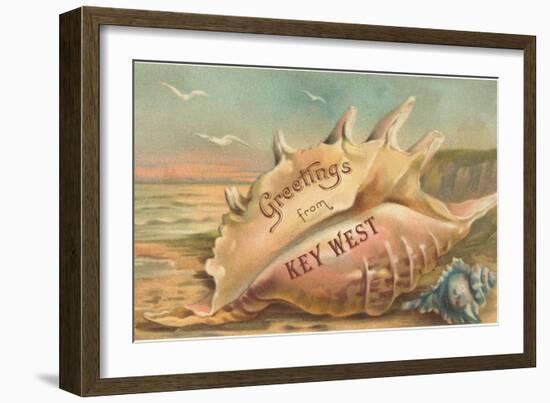 Greetings from Key West, Conch Shell-null-Framed Art Print