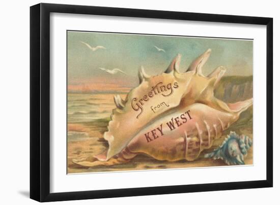 Greetings from Key West, Conch Shell-null-Framed Art Print