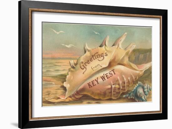 Greetings from Key West, Conch Shell-null-Framed Art Print