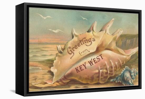 Greetings from Key West, Conch Shell-null-Framed Stretched Canvas