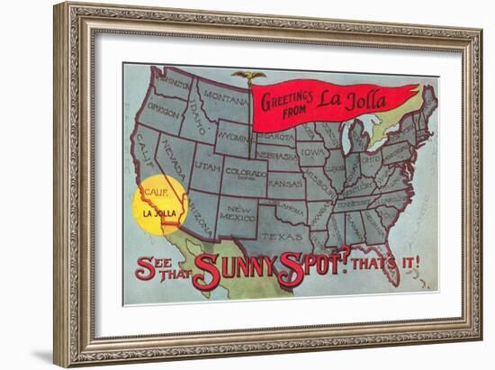 Greetings from La Jolla, California, US Map-null-Framed Art Print