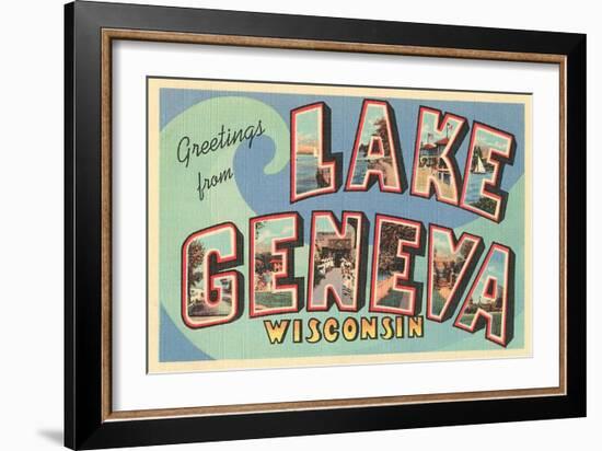 Greetings from Lake Geneva, Wisconsin-null-Framed Art Print