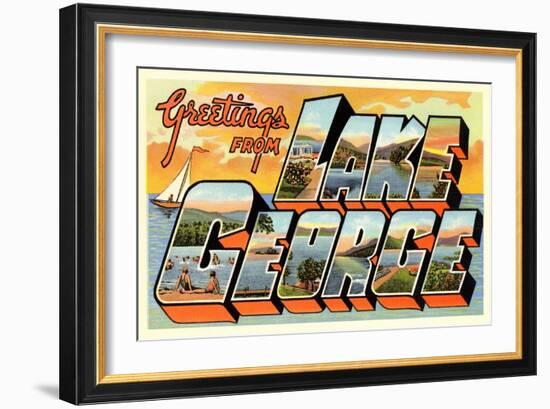 Greetings from Lake George, New York-null-Framed Art Print