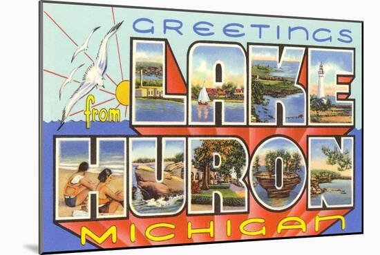 Greetings from Lake Huron, Michigan-null-Mounted Art Print