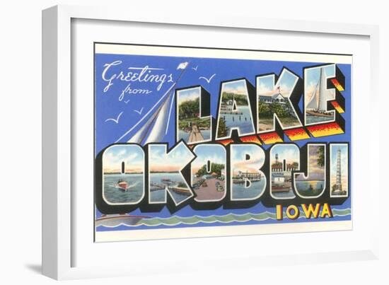 Greetings from Lake Okoboji, Iowa-null-Framed Art Print