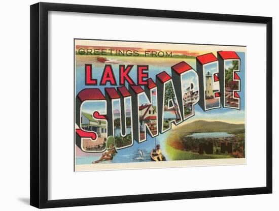 Greetings from Lake Sunapee, New Hampshire-null-Framed Art Print