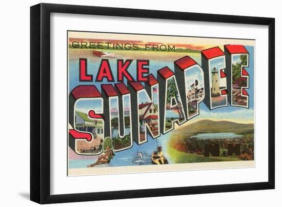 Greetings from Lake Sunapee, New Hampshire-null-Framed Art Print