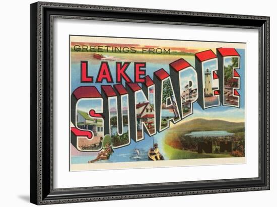 Greetings from Lake Sunapee, New Hampshire-null-Framed Art Print