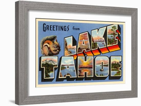 Greetings from Lake Tahoe, California-null-Framed Art Print