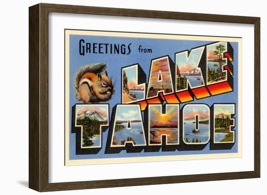 Greetings from Lake Tahoe, California-null-Framed Art Print