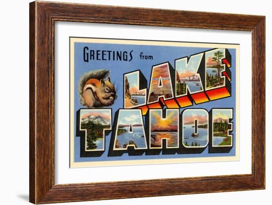 Greetings from Lake Tahoe, California-null-Framed Art Print