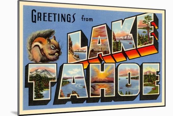 Greetings from Lake Tahoe, California-null-Mounted Art Print