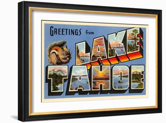 Greetings from Lake Tahoe, California-null-Framed Art Print