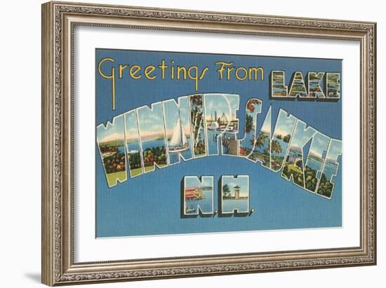 Greetings from Lake Winnipesaukee, New Hampshire-null-Framed Art Print