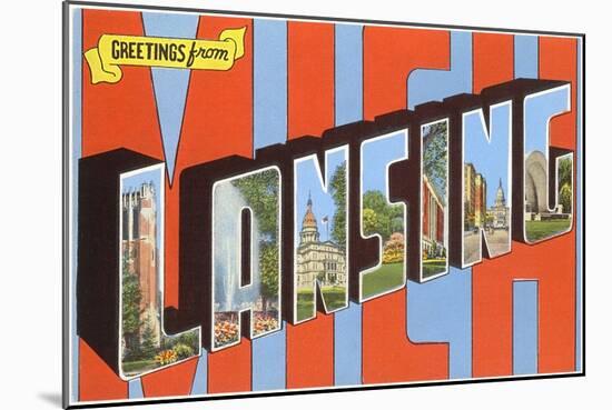 Greetings from Lansing, Michigan-null-Mounted Art Print