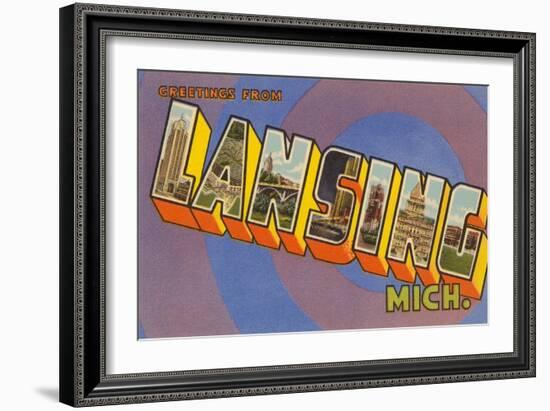 Greetings from Lansing, Michigan-null-Framed Art Print