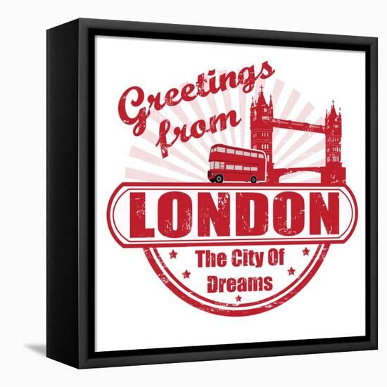 Greetings From London Stamp-radubalint-Framed Stretched Canvas