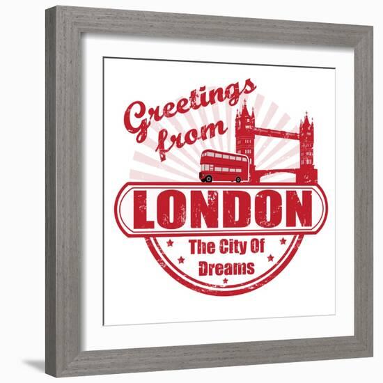 Greetings From London Stamp-radubalint-Framed Art Print