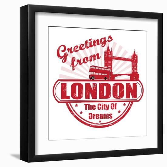 Greetings From London Stamp-radubalint-Framed Art Print