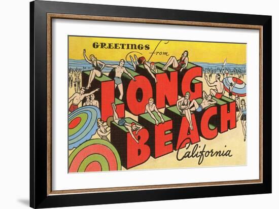 Greetings from Long Beach, California-null-Framed Art Print