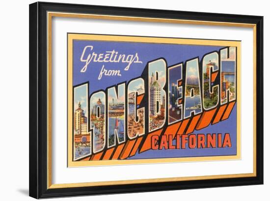 Greetings from Long Beach, Long Beach, California-null-Framed Art Print