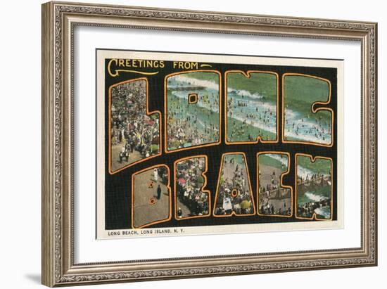 Greetings from Long Beach, Long Island, New York-null-Framed Art Print