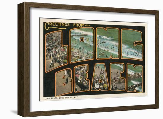 Greetings from Long Beach, Long Island, New York-null-Framed Art Print