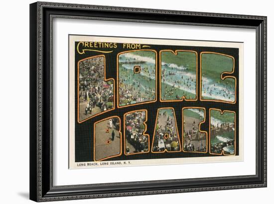 Greetings from Long Beach, Long Island, New York-null-Framed Art Print