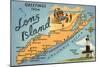 Greetings from Long Island, New York, Map-null-Mounted Art Print