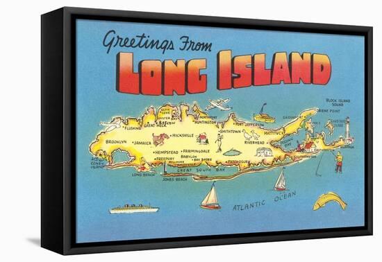 Greetings from Long Island, New York-null-Framed Stretched Canvas