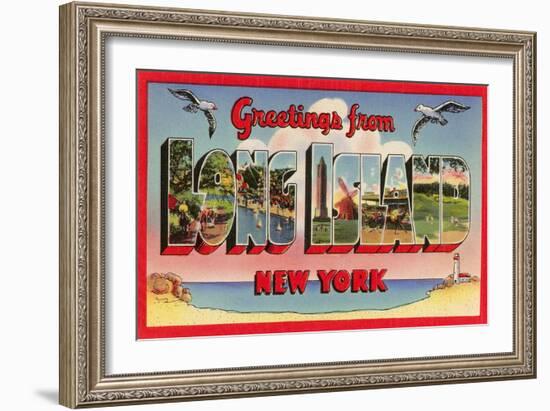 Greetings from Long Island, New York-null-Framed Art Print