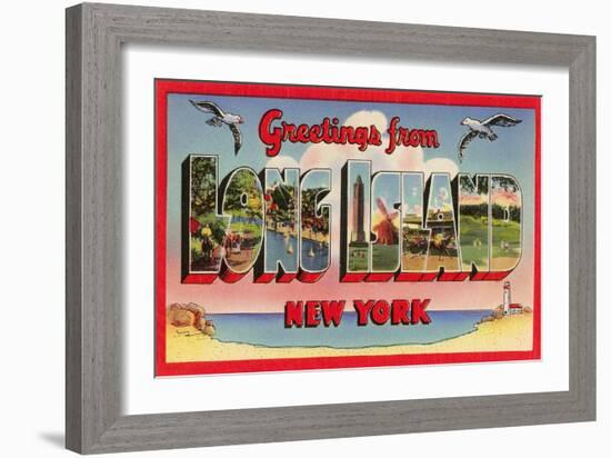 Greetings from Long Island, New York-null-Framed Art Print