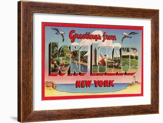 Greetings from Long Island, New York-null-Framed Art Print