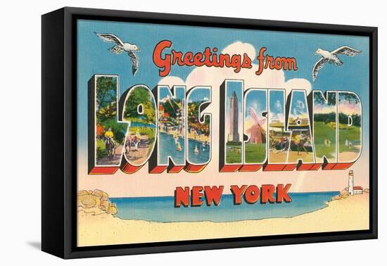 Greetings from Long Island, New York-null-Framed Stretched Canvas