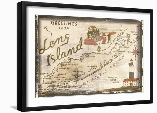 Greetings from Long Island-Vintage Vacation-Framed Art Print