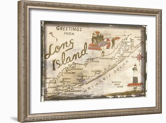 Greetings from Long Island-Vintage Vacation-Framed Art Print