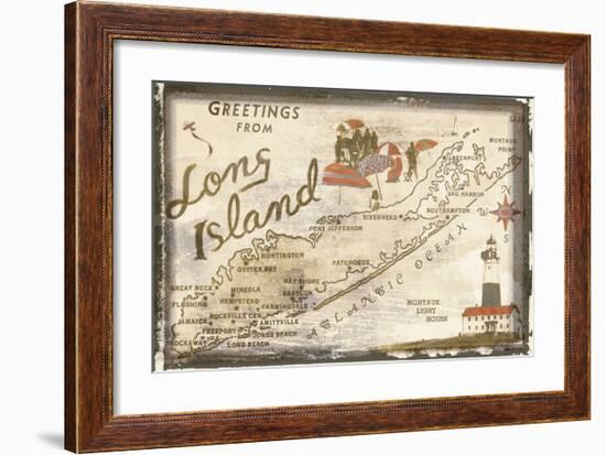 Greetings from Long Island-Vintage Vacation-Framed Art Print