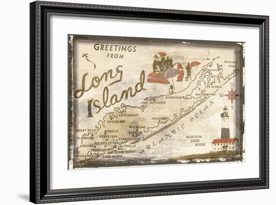 Greetings from Long Island-Vintage Vacation-Framed Art Print