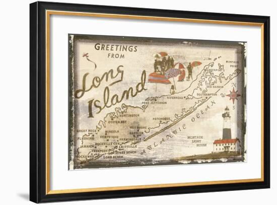 Greetings from Long Island-Vintage Vacation-Framed Art Print