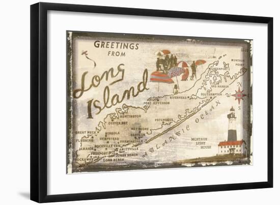 Greetings from Long Island-Vintage Vacation-Framed Art Print