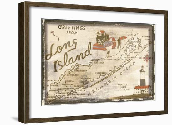 Greetings from Long Island-Vintage Vacation-Framed Art Print