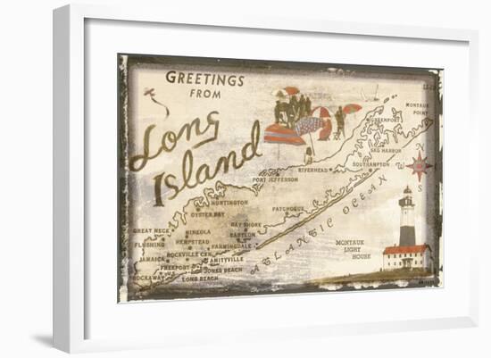 Greetings from Long Island-Vintage Vacation-Framed Art Print