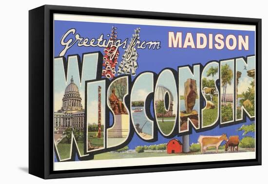 Greetings from Madison, Wisconsin-null-Framed Stretched Canvas