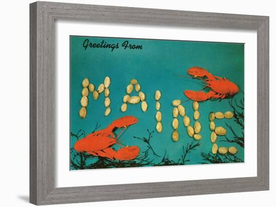 Greetings from Maine, Lobster--Framed Art Print