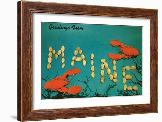 Greetings from Maine, Lobster-null-Framed Art Print