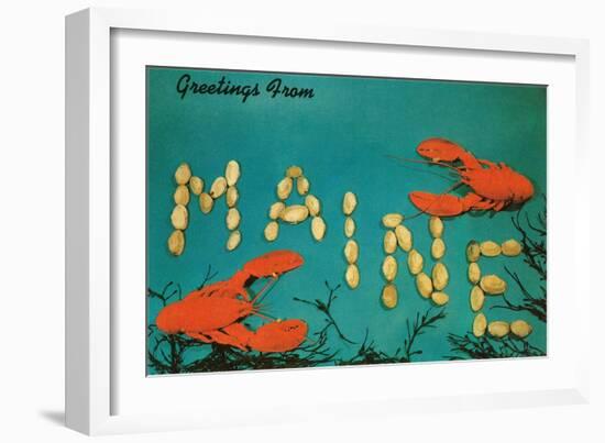 Greetings from Maine, Lobster--Framed Art Print